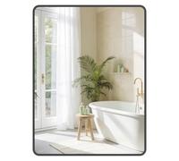 SONGMICS Espejo Colgante, 81 x 61 cm, Aleación de Aluminio | Rectangular, Marco de Aleación de Aluminio, para Baño, Dormitorio, Sala de Estar, Negro Mate, Colección Berit LWM014BD01