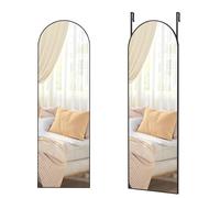 SONGMICS Espejo Colgante de Cuerpo Entero, 120 x 40 cm, Espejo de Arqueado, Marco de Aleación de Aluminio, Vidrio Templado, para Dormitorio, Aalón, Vestidor, Negro Tinta LFM033B01