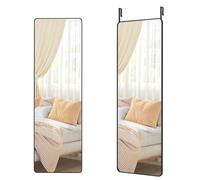 SONGMICS Espejo de Cuerpo Entero, 120 x 40 cm, Espejo Rectangular montado en Pared o Puerta, Marco de aleación de Aluminio, Vidrio Templado para Dormitorio, salón, Armario, Negro Tinta, LFM032B01