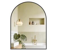 SONGMICS Espejo Colgante de Cuerpo Entero, Arqueado, 61 x 81 cm | Marco de Aleación de Aluminio, Vidrio Templado, para Dormitorio, Aalón, Vestidor, Negro Mate, Colección AILEAS LWM015BD01
