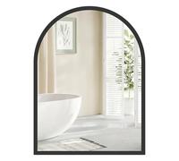 SONGMICS Espejo de Baño, Espejo de Pared, Arqueado, Marco de Aluminio, 40 x 30 cm, Lámina de Seguridad, Montaje Fácil, para Salón, Dormitorio, Negro Tinta LWM013BD01