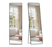 SONGMICS Espejo de Cuerpo Entero, 150 x 40 cm, de Pie, con Soporte | Espejo Rectangular, Marco de Aleación de Aluminio, Cristal Templado, Negro Mate, Colección BERIT LFM034B01