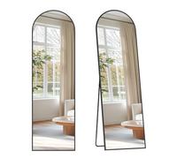 SONGMICS Espejo de Cuerpo Entero, 150 x 40 cm, Espejo Arqueado con Soporte, con Marco de Aleación de Aluminio, Cristal Templado, para Dormitorio, Salón, Vestuario, Negro Tinta LFM035B01