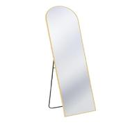 SONGMICS Espejo de cuerpo entero, 165 x 60 cm, espejo de pie abovedado, marco de aleación de aluminio, vidrio templado, para dormitorio, salón, armario, color dorado pálido LFM039AB01