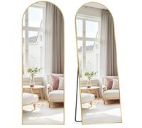 SONGMICS Espejo de Cuerpo Entero, Dorado Pálido, Arqueado, 160 x 50 cm | Espejo de Cuerpo Entero, Marco de Aleación de Aluminio, Cristal Templado, para Dormitorio, Salón, Dorado Pálido, LFM031A01