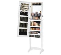 SONGMICS Espejo Joyero, Armario de Pie, sin Marco, con Cerradura | Armario para Joyas, con 3 Estantes, para Pedientes, Collares, Negro Tinta y Blanco, Colección Berit JJC023W01