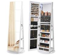 Espejo Joyero con 6 LEDs Armario de Joyas Organizador de Joyería Giratorio