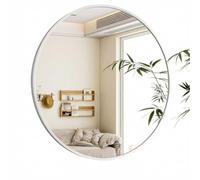 SONGMICS Espejo Redondo, Espejo de Baño para Pared de 61 Cm, Marco de Metal, Fácil Montaje, Espejo de Pared Moderno para Baño, Sala de Estar, Dormitorio, Entrada, Pasillo，Blanco，LWM102WC01