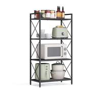 SONGMICS Estante de almacenamiento de metal de 4 niveles, estantería con marcos laterales en X, malla densa, 12.6 x 23.6 x 44.3 pulgadas, para entrada, cocina, sala de estar, baño, estilo industrial,