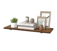 SONGMICS Estante de Pared, Estante Flotante, Estilo Moderno, Decorativo para Dormitorio, Salón, Comedor y Cocina, Carga Máxima 10 kg, 20 x 60 x 7 cm, Marrón Rústico y Negro Tinta LWS004KD01