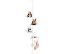 SONGMICS Estante Esquinero de Ducha, Estante de Ducha de Baño de 4 Niveles, 85-305 cm Sportes de Ducha Ajustables, Organizador de Baño, Blanco BCB001A