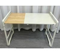 SONGMICS Estante extensible para microondas, soporte para microondas, ancho ajustable de 41,5 a 64 cm, estante de almacenamiento de cocina, acero y bambú, 4 ganchos, color blanco crema y bambú claro