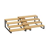 SONGMICS Estante para Especias, Juego de 2 Estantes de Armario, Especiero Extensible de 4 Niveles, Madera de Ingeniería, Apilable, para Despensa, Encimera, Beige Natural y Negro Tinta KCS216N01
