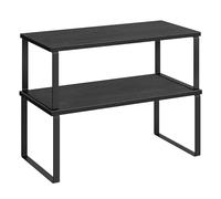 SONGMICS Estante para Especias, Juego de 2, Extensible | Organizador de Armario, Acero y Tablero de Partículas, Negro Ébano y Negro Mate, Colección BYSTRO KCS025B01