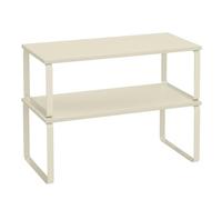 SONGMICS Estante para Especias, Juego de 2, Extensible | Organizador de Armario, Metal y Madera de Ingeniería, Blanco Crema, Colección BYSTRO KCS025W02