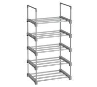 SONGMICS Estante Zapatero, Estante para Zapatos, 5 Niveles, Metal, Apilable, Ahorra Espacio, Almacenaje Zapato, Multifuncional, para el Pasillo, Dormitorio, Sala de Estar, Gris LSA005G02