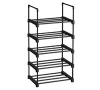 SONGMICS Estante Zapatero, Estante para Zapatos, 5 Niveles, Metal, Apilable, Ahorra Espacio, Almacenaje Zapato, Multifuncional, para el Pasillo, Dormitorio, Sala de Estar, Negro LSA005B02