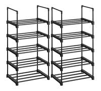 SONGMICS Estante Zapatero, Estante para Zapatos, Juego de 2, 5 Niveles, Metal, Apilable, Ahorra Espacio, Almacenaje Zapato, Multifuncional, para el Pasillo, Dormitorio, Sala de Estar, Negro LSA055B02