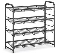 SONGMICS Estante Zapatero, Estante para Zapatos, Zapatero de 4 Niveles, para 16 Pares, Acero, 68,5 x 27,5 x 65 cm, para Tacones Altos, Zapatillas, en la Entrada, Negro LMR067B01