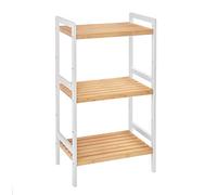 SONGMICS Estantería Baño Bambu, Estanteria Almacenaje, 3 Niveles, 45 x 31.5 x 80 cm, Estante, Baño, Salón, Balcón, Cocina, Natural y Blanco BCB73Y