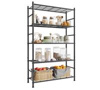 SONGMICS Estantería Baño de 5 Niveles, 80 x 30 x 144 cm Estante de Acero | Estantes Ajustables, Capacidad de 200 kg, Estanteria Metalica Almacenaje, Negro Mate, Colección DAVIAN BSC285BD01