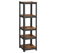 SONGMICS Estantería de 5 Niveles, 37 x 37 x 150 cm, Carga de 400 kg, Estantes Ajustables, Estilo Natural, para Cocina, Salón, Marrón Rústico y Negro GLR037B01