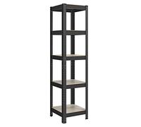 SONGMICS Estantería de 5 Niveles, 37 x 37 x 150 cm, Carga de 400 kg, Estantes Ajustables, Estilo Natural, para Cocina, Salón, Greige y Negro GLR037B11