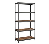 SONGMICS Estantería de 5 Niveles, 40 x 90 x 180 cm, Carga de 875 kg, Estantes Ajustables, Estilo Natural, para Cocina, Salón, Marrón Rústico y Negro GLR040B11