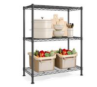 SONGMICS Estantería de Almacenamiento, Balda Ajustable, Estantería Metálica, Garaje, Dormitorio, Salón, Vestidor, Cocina, Despensa, 3 Niveles, 30 x 60 x 77 cm, Negro Tinta LGR163BH01