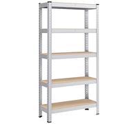 SONGMICS Estantería de Almacenamiento de 5 Niveles, 30 x 75 x 150 cm, Capacidad 650 kg, Tablas Regulables, Estilo Industrial, para Cocina, Sala de Estar, Plata GLR030E01
