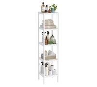 SONGMICS Estantería de bambú, 5 Niveles, Blanco Nube, 33x33x146,7 cm | Librería, Organizador, Zapatero, Colección BAMBOU BCB055W01