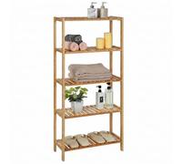 SONGMICS Estantería de bambú, 5 Niveles, para baño, 130.9 x 60 x 26.2 cm | Librería, Organizador, Zapatero, Colección BAMBOU BCB35Y