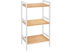 SONGMICS Estantería de bambú de 3 Niveles para baño, Cocina y Dormitorio, 45 x 31,5 x 80 cm, Natural y Blanco