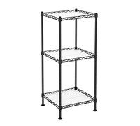 SONGMICS Estantería de Baño, Estantería de Metal de 3 Niveles, Carga de 60 kg, con 3 Hojas de PP, Ganchos Desmontables, 30 x 30 x 73 cm, Diseño Expandible, para Espacios Pequeños, Negro LGR103B01