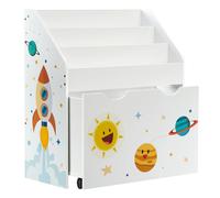 SONGMICS Estantería de Juguetes con 3 Compartimentos, Librería Infantil, Caja de Juguetes Móvil, con Ruedas, Multifuncional, para Habitación de los Niños y Sala de Juegos, Blanco
