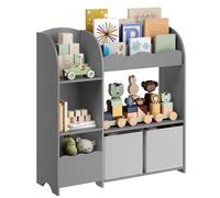 SONGMICS Estantería de Juguetes, Librería Infantil, Armario para Dormitorio con 2 Cajas para Juguetes, Sala de Juegos, Sala de Estar, Gris Paloma GKR042G01