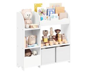 SONGMICS Estantería de Juguetes, Librería Infantil, Armario para Dormitorio con 2 Cajas para Juguetes, Sala de Juegos, Sala de Estar, Blanco Nube GKR042W01