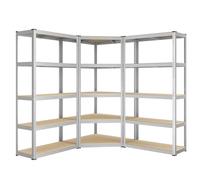 SONGMICS Estantería Esquinera de 5 Niveles, Acero, Carga de 2625 kg | Estantería de Esquinera de Alta Resistencia, para Garaje, Almacén, Bodega, Plata Pálido y Beige Natural