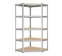 SONGMICS Estantería Esquinera de 5 Niveless, Estantería de Esquinera de Acero de Alta Resistencia, para Garaje, Almacén, Bodega, Carga de 875 kg, Plata Pálido y Beige Natural/Negro Tinta y Beige Plata