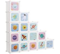 SONGMICS Estantería infantil con 15 cubos de color blanco