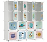 SONGMICS Estantería infantil con 16 cubos de color blanco
