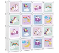 SONGMICS Estantería infantil con 16 cubos de color blanco