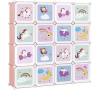 SONGMICS Estantería infantil con 16 cubos de color rosa