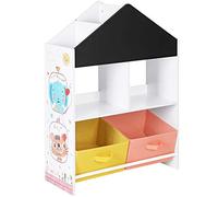 SONGMICS Estantería Infantil de Juguetes y Libros, Estantería para Niños, con Cajas, Estantes, para Habitación de los Niños, Sala de Juegos, Blanco, Negro, Naranja y Amarillo GKR320W01