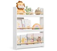 SONGMICS Estantería Infantil, Estante con 3 Niveles, para Juguetes, Estantería de Pared, para Habitación de Niños, Cuarto de Juegos, Blanco y Natural GKR013W02