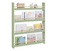 SONGMICS Estantería Infantil, Estante con 4 Niveles, para Juguetes, Estantería de Pared, para Habitación de Niños, Cuarto de Juegos, Verde Laurel y Natural GKR014CE02