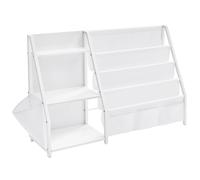 SONGMICS Estantería Infantil, Estantería para Niños, para Juguetes, Organizador de Libros, con Bolsillo Lateral, 75 cm de Altura, para Habitación Infantil, Cuarto de Juegos, Blanco