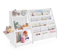SONGMICS Estantería Infantil, Estantería para Niños, para Juguetes, Organizador de Libros, con Bolsillo Lateral, 75 cm de Altura, para Habitación Infantil, Cuarto de Juegos, Blanco GKR024W01