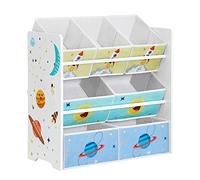 SONGMICS Estantería de habitación Infantil con 7 Cajas de Almacenamiento de Tela no Tejida, estantería para niños, Organizador de Juguetes, 29,5 x 62,5 x 60 cm, Color Blanco GKR034W01