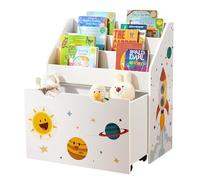 SONGMICS Estantería Infantil, Organizador de Juguetes con Ruedas | Librería Infantil, Caja de Juguetes Móvil, Multifuncional, Blanco, Colección TEZA GKR41WT